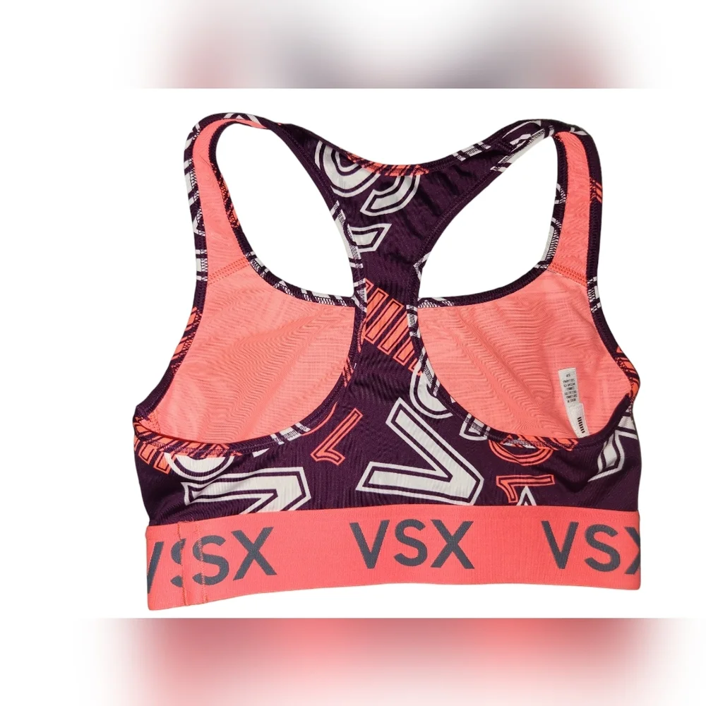 VSX‎ Victoria's Secret Sports Bra Purple Orange Graphic Print Activewear